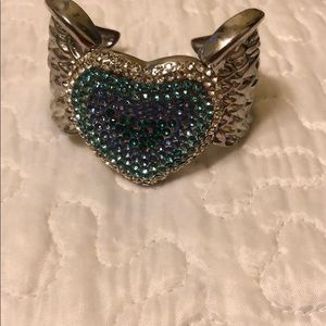 Heart with wings cuff bracelet